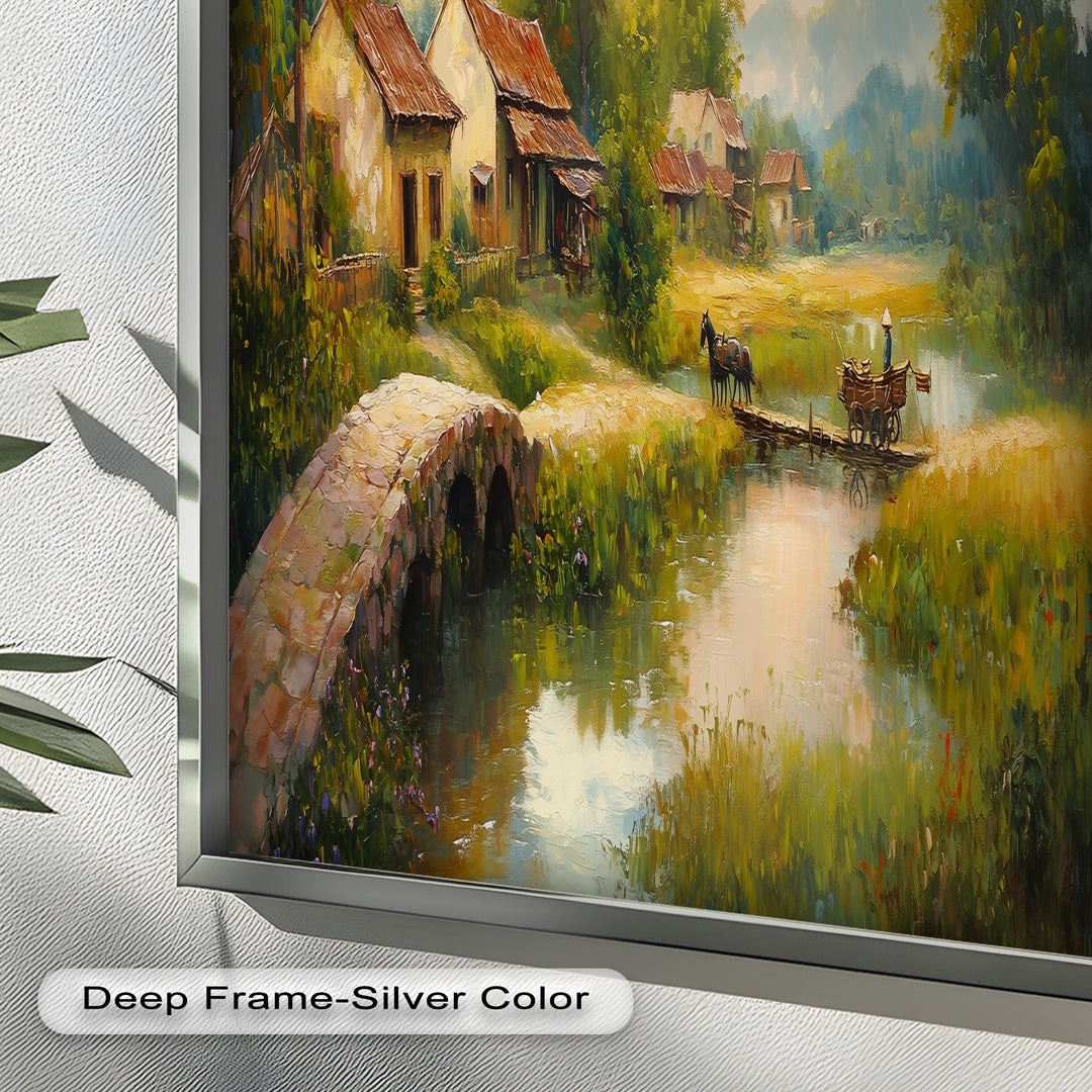 Landscape in Autumn – Serene Countryside Oil Painting