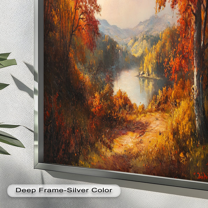 Golden Horizon – Ölgemälde mit herbstlichem Flussblick