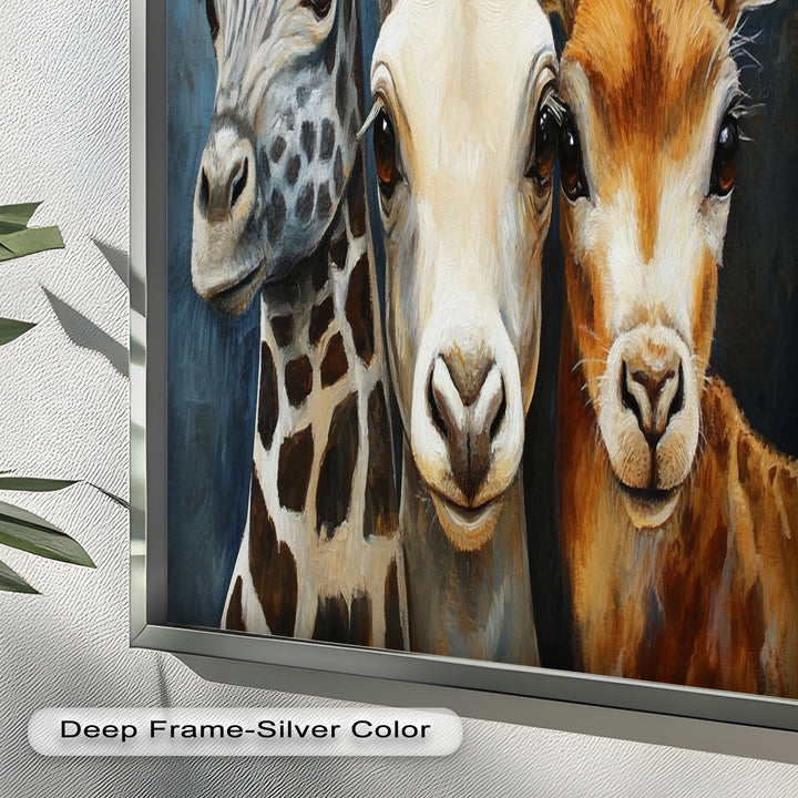 Trio of Giraffes – Animal Oil Painting