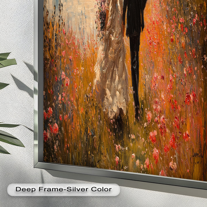 A Walk to Remember – Impressionist Couple in Blooming Field Oil Painting