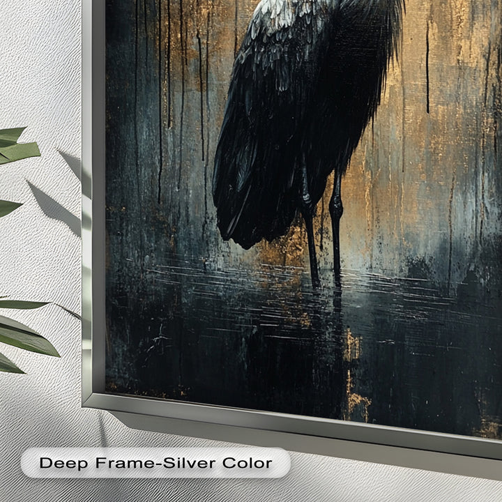 Golden Shadow Heron – Animal Oil Painting