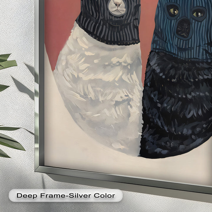 Masked Companions – Contemporary Cat Oil Painting