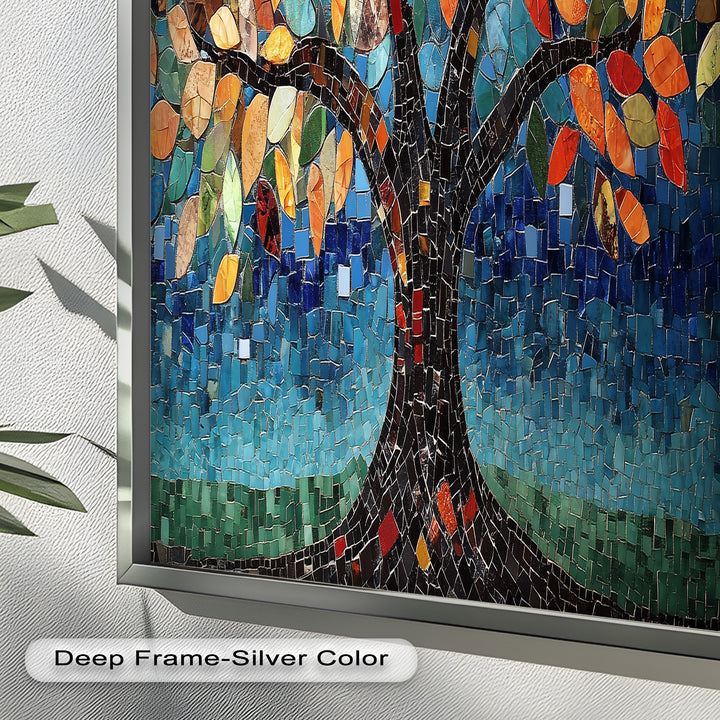 Mosaikbaum-Strahlung – Buntglas-Ölgemälde