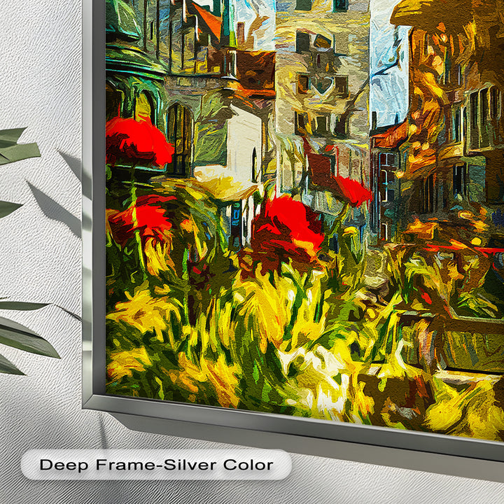 Sunlit Cathedral Square – Vibrant European Cityscape Picasso Oil Painting
