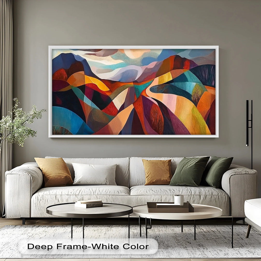 Valley of Vibrance – Geometric Landscape Abstract Oil Painting - MyPhotoStation