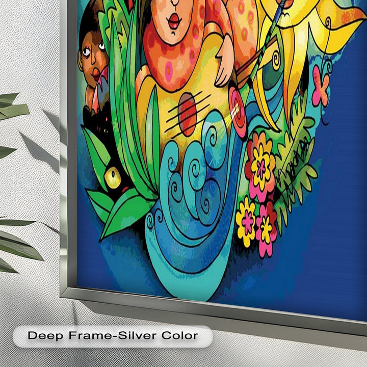 Colorful Surreal Art Print – Sunshine Framed Oil Painting
