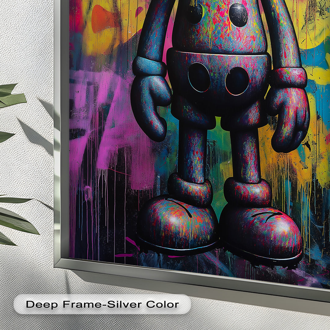 Neon Skull Companion – Mehrfarbiges KAWS-Ölgemälde