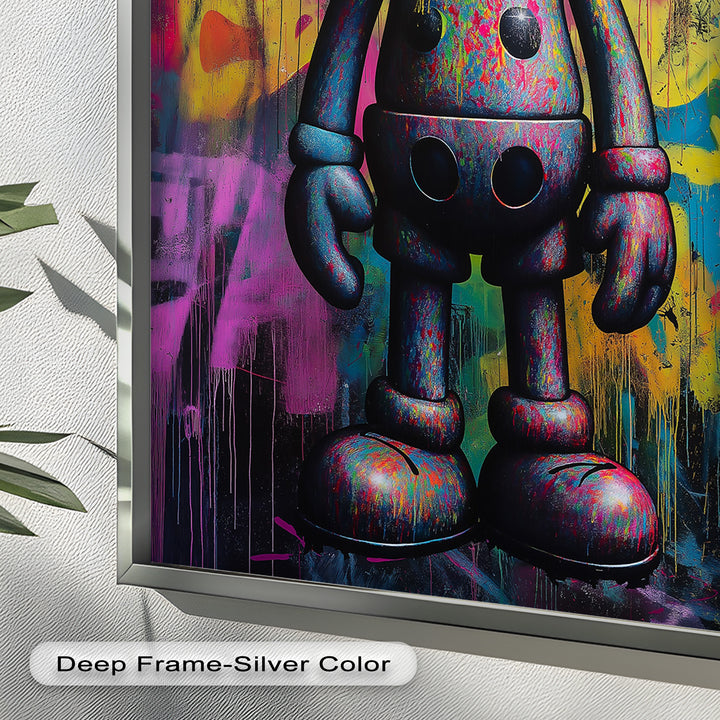 Neon Skull Companion – Mehrfarbiges KAWS-Ölgemälde