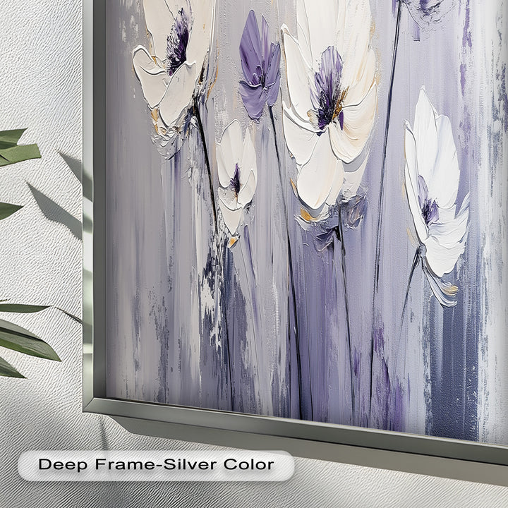 White and Purple Wildflowers in Soft Harmony - Flower Oil Painting