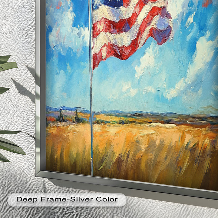 Amerikanische Flagge auf dem Land – Patriotisches Ölgemälde
