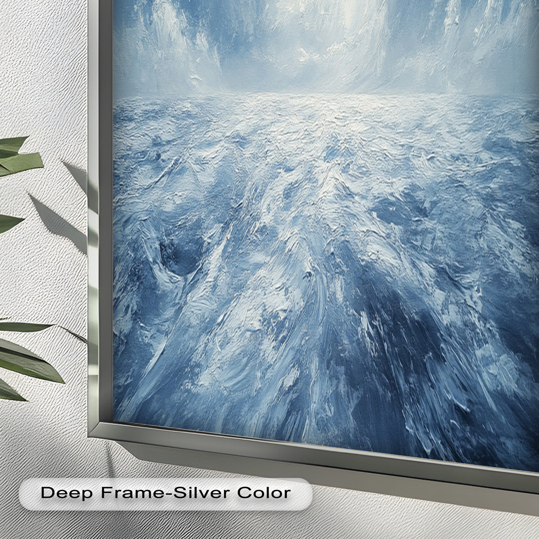Blue Coastal Wall Art - Abstract Ocean Seascape Oil Painting
