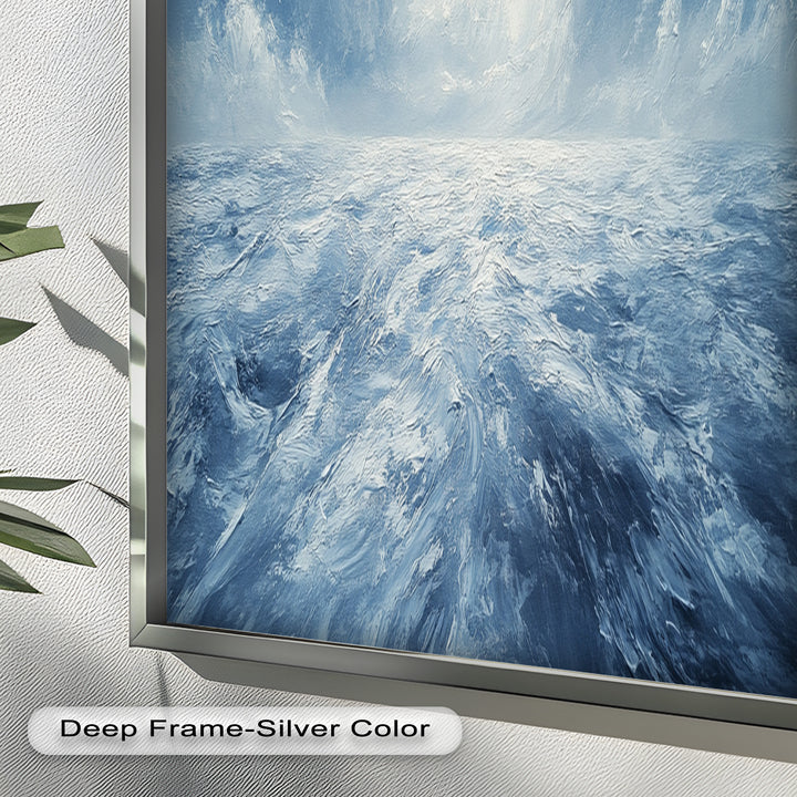 Blue Coastal Wall Art - Abstract Ocean Seascape Oil Painting