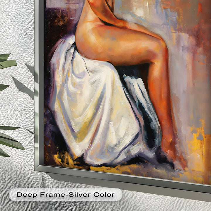 Poised in Silence – Figurative Nude Abstract Oil Painting