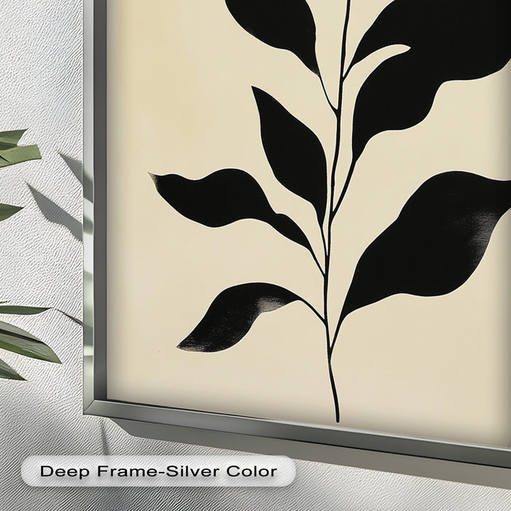 Black Botanical Minimalism – Monochrome Oil Painting