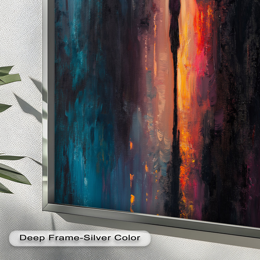 Evening Solitude – Romantic Rainy Stroll Love Oil Painting