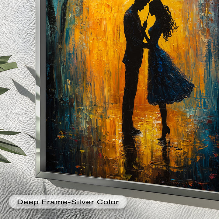 Lovers Under Autumn Glow – Romantic Couple Oil Painting