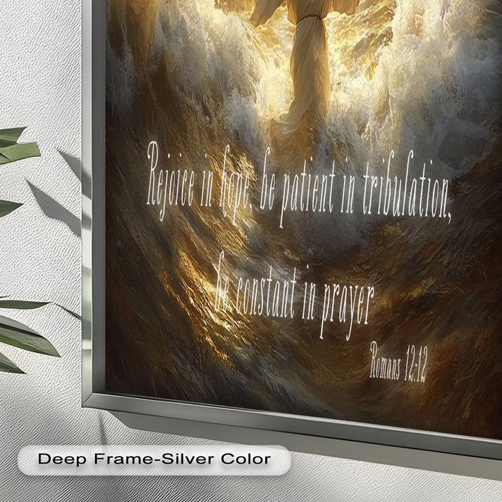 Romans 12:12 – Faith & Perseverance Bible Verse Oil Painting