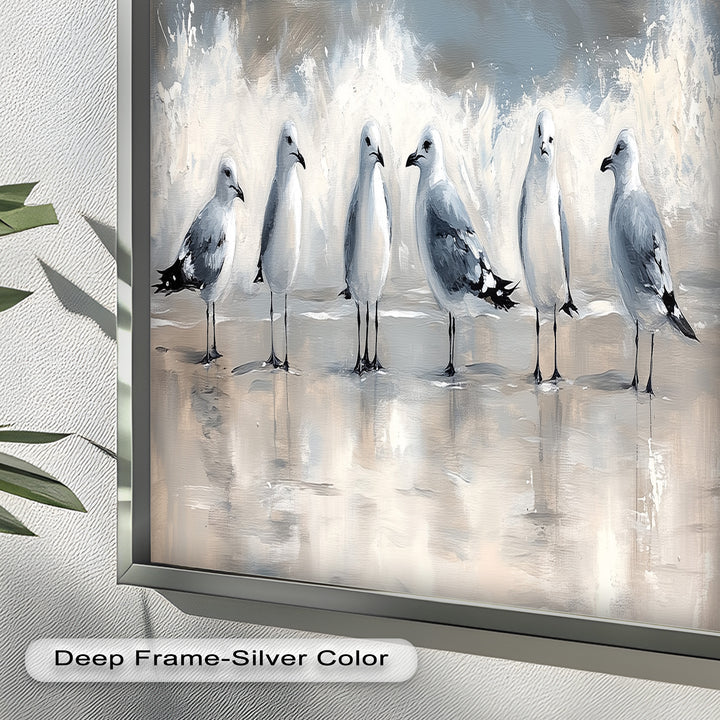 Seagulls and Surf – Bird Oil Painting