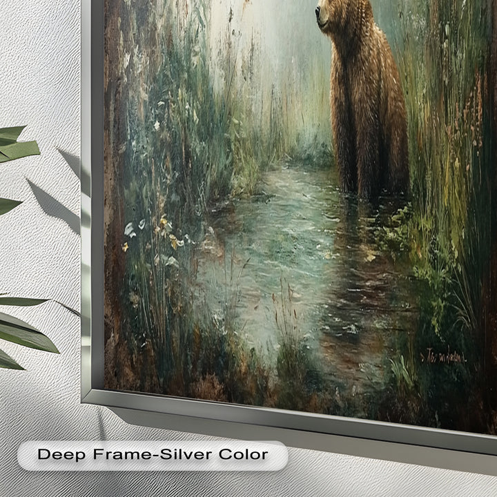 Brown Bear by the Water - Animal Oil Painting
