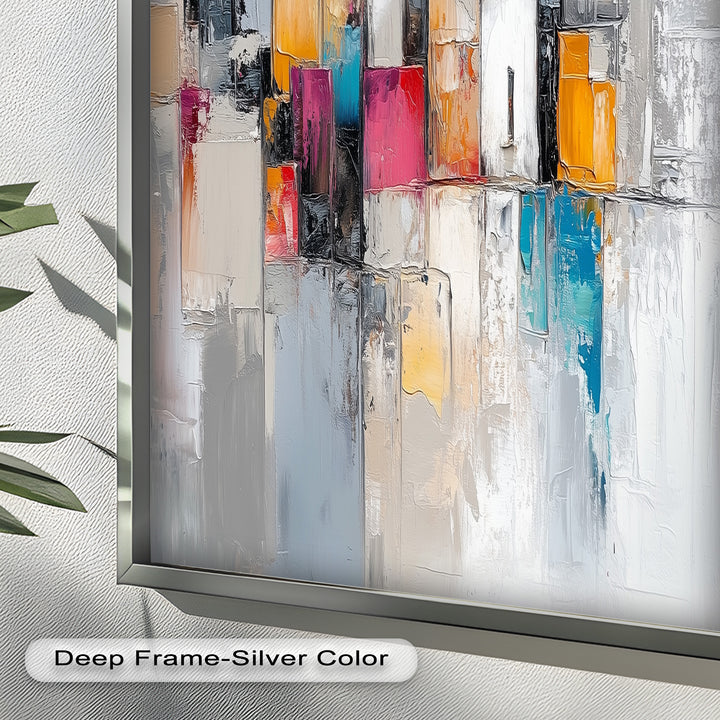 Urban Geometry – Color Block Cityscape Abstract Oil Painting