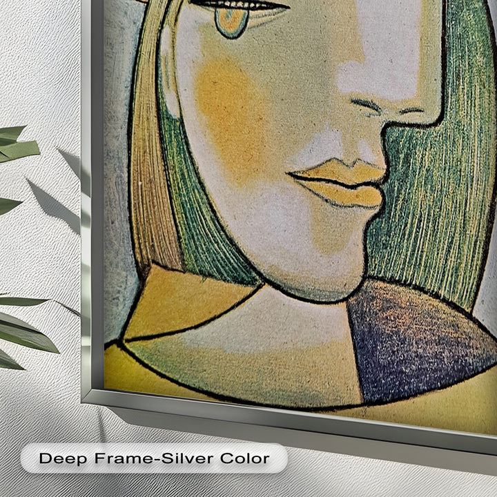 Soft Gaze of Solitude – Abstract Female Portrait Picasso Oil Painting