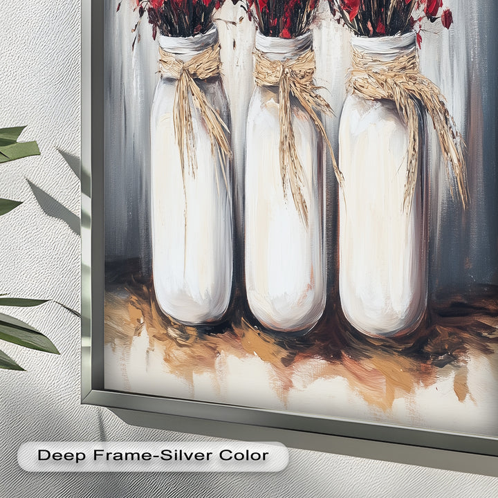Jar Trio – Red Floral Oil Painting