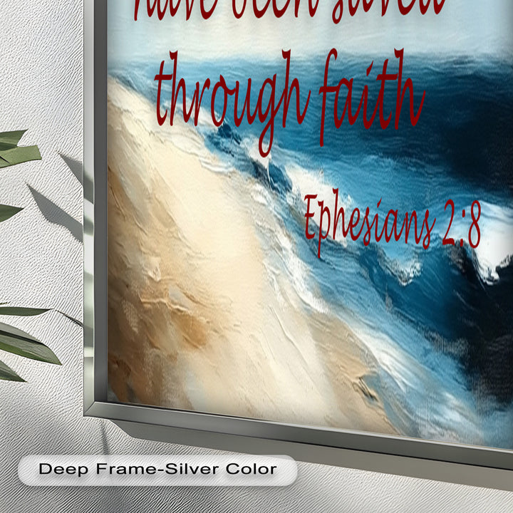 Ephesians 2:8 – Grace Through Faith Bible Verse Oil Painting