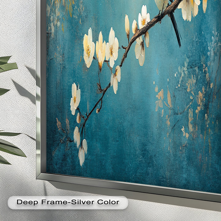 Bluebird and Blossoms Wall Art – Floral Oil Painting