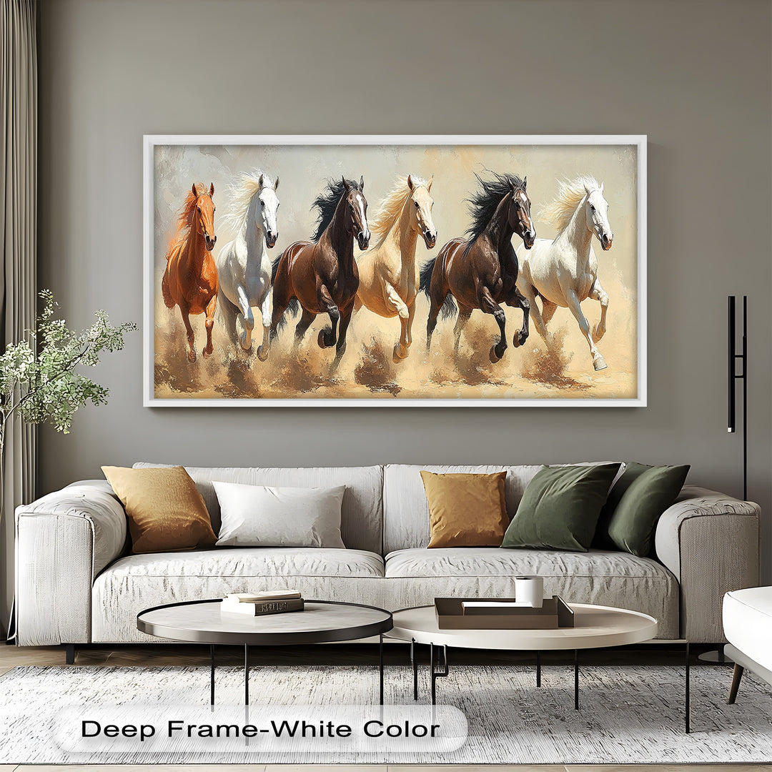 Thundering Harmony – Multicolor Horses Oil Painting