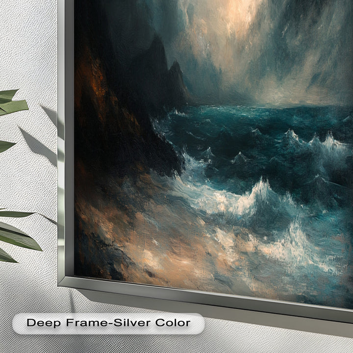 Ocean Wall Art - Stormy Coastline Seascape Oil Painting