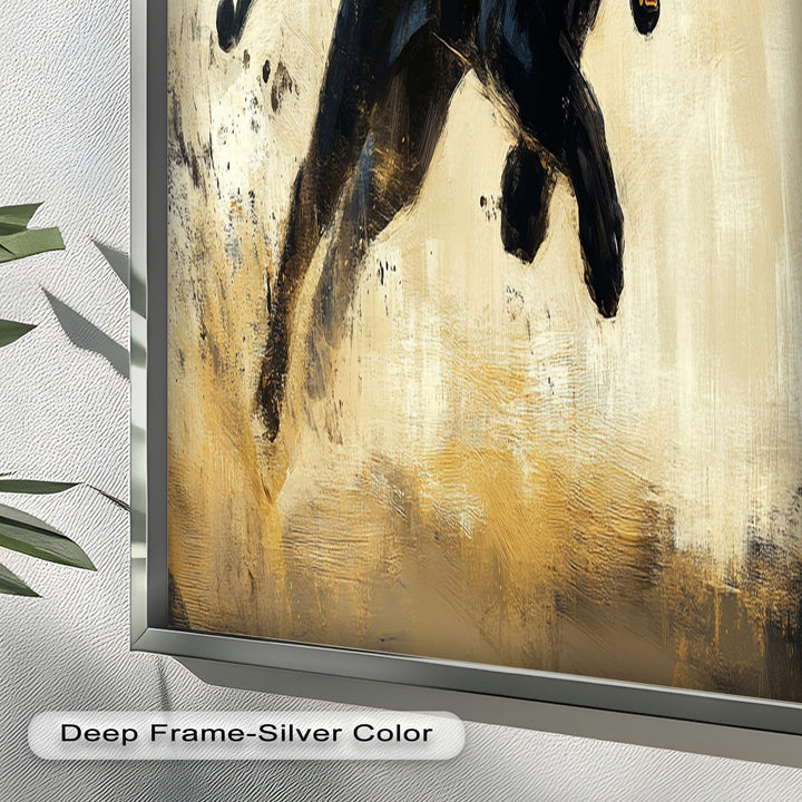 Charging Black Panther in Motion – Animal Oil Painting