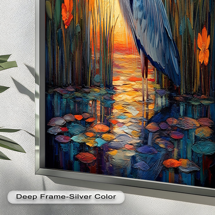 Heron at Sunset  – Animal Oil Painting