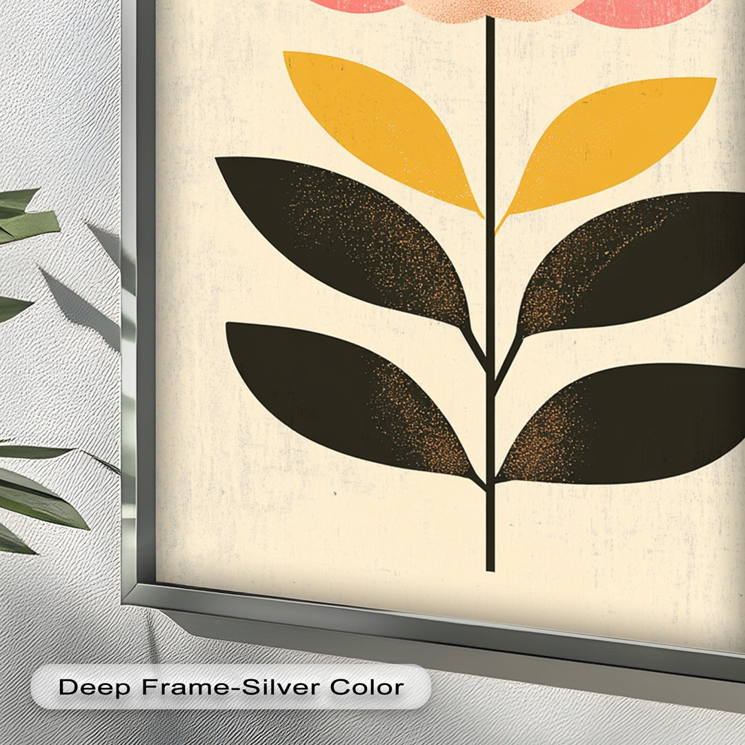 Mid-Century Bloom – Retro Floral Minimalist Wall Art Oil Painting