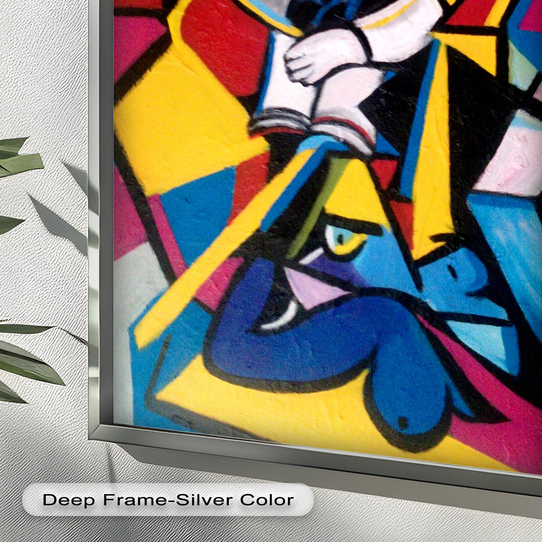 Cubist Woman with Cat Wall Art – Abstract Oil Painting