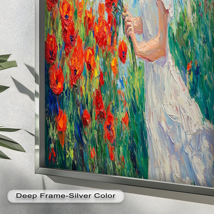 Lady Among Poppies – Impressionist Garden Stroll Oil Painting