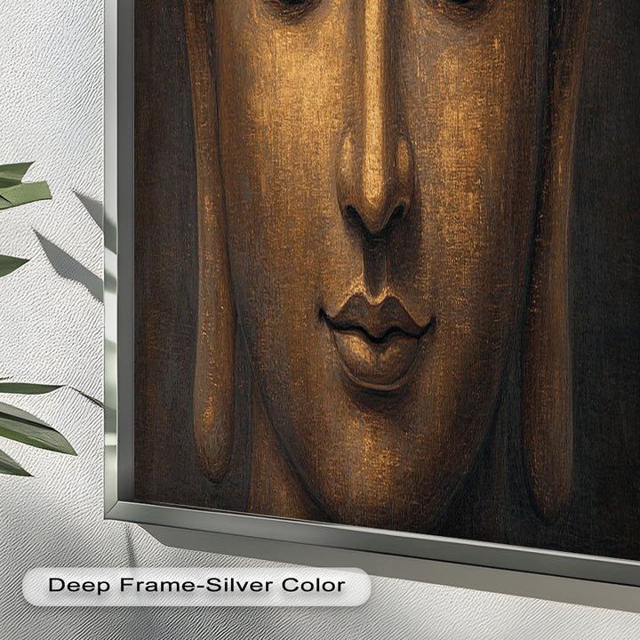 Golden Buddha Face Wall Art – Religious Oil Painting