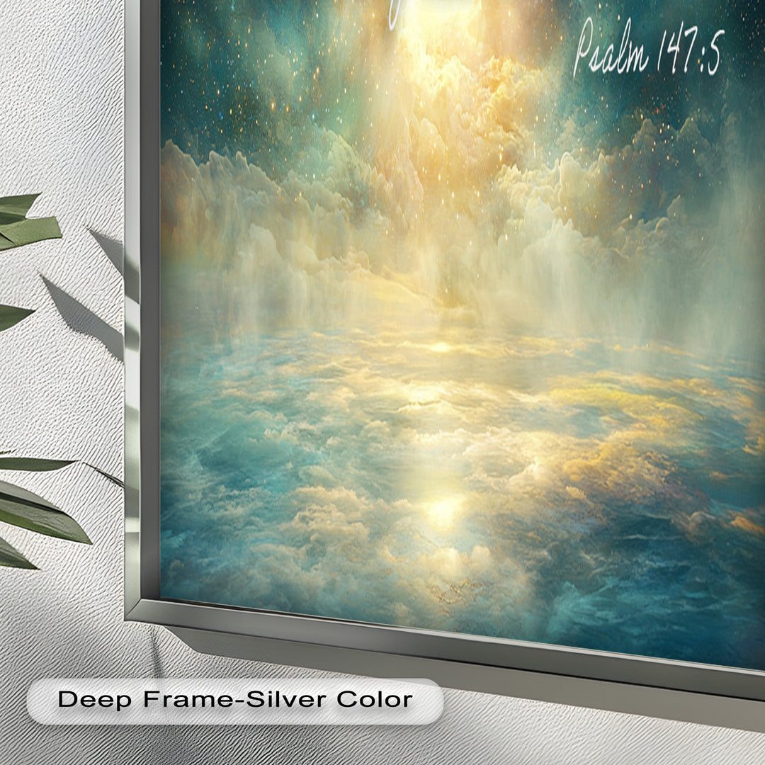 Psalm 147:5 – Mighty in Power Bible Verse Oil Painting