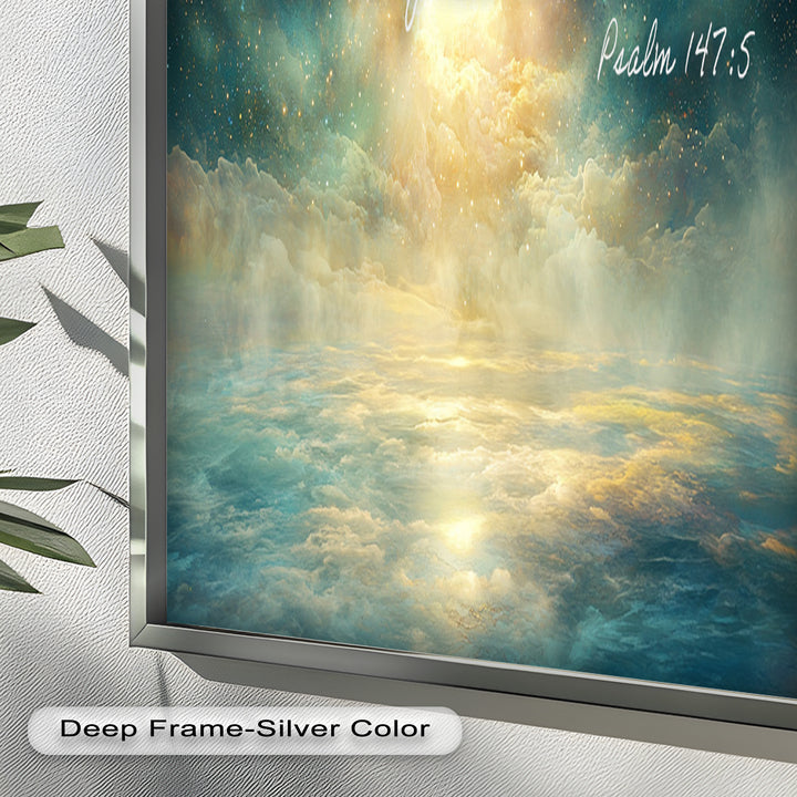 Psalm 147:5 – Mighty in Power Bible Verse Oil Painting
