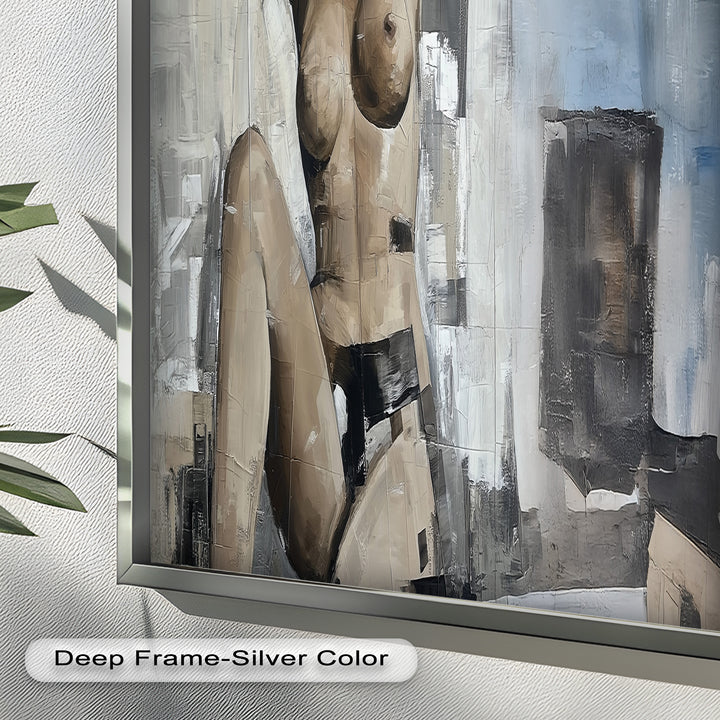 Urban Solitude – Contemporary Nude Oil Painting in Monochrome Hues