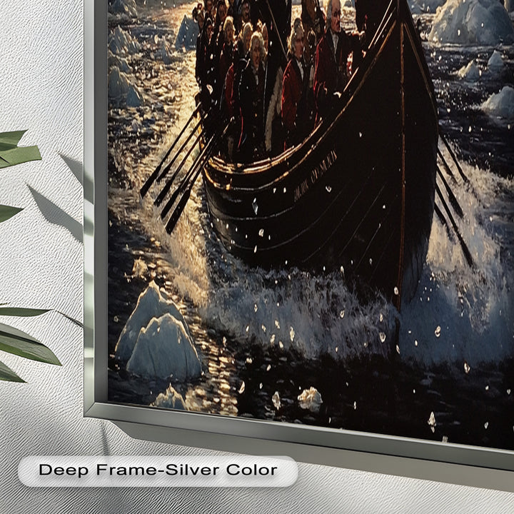 Crossing the Ice – Patriotic Revolutionary Boat Oil Painting