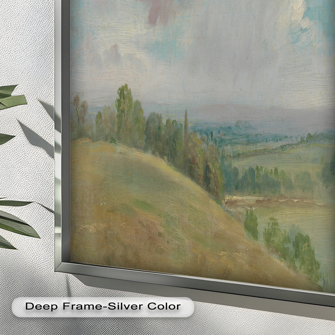 Vintage Landscape Framed Art – Rolling Hills Oil Painting