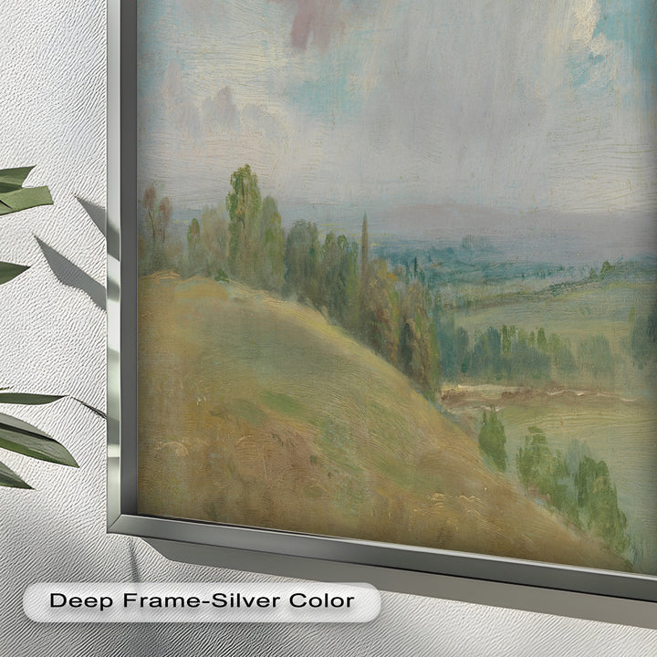 Vintage Landscape Framed Art – Rolling Hills Oil Painting