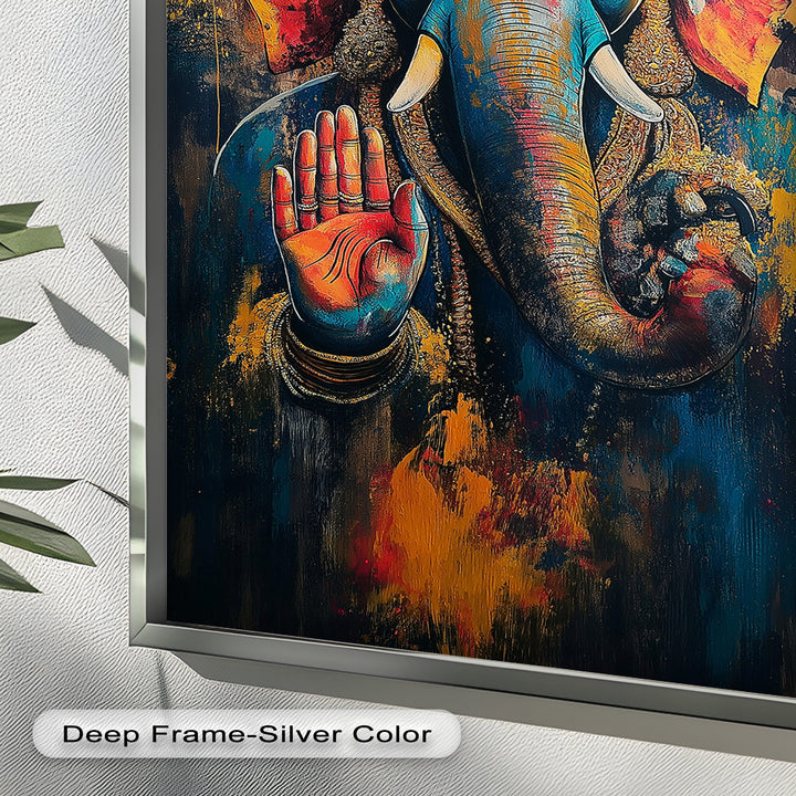 Ganesha Segen Wandkunst – Religiöses Ölgemälde