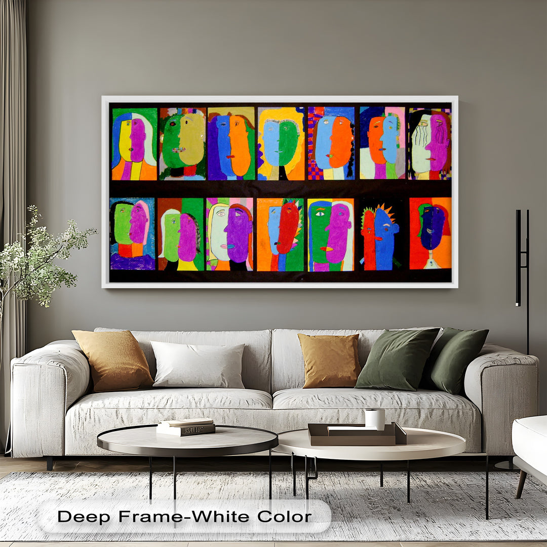 Pop Cubist Faces Wall Art – Abstract Oil Painting