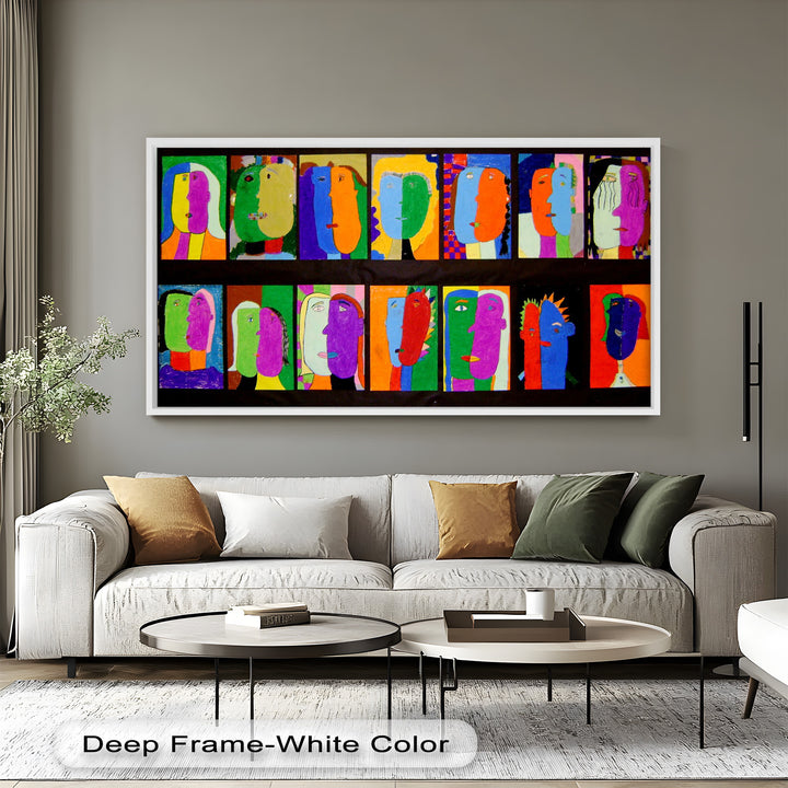 Pop Cubist Faces Wall Art – Abstract Oil Painting