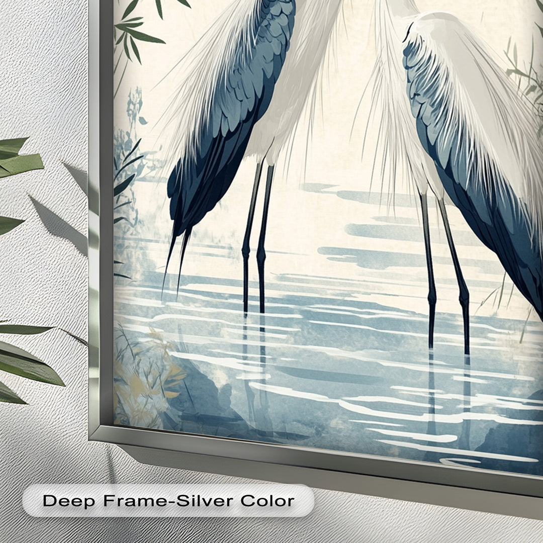 Twin Herons in Harmony – Bird Oil Painting