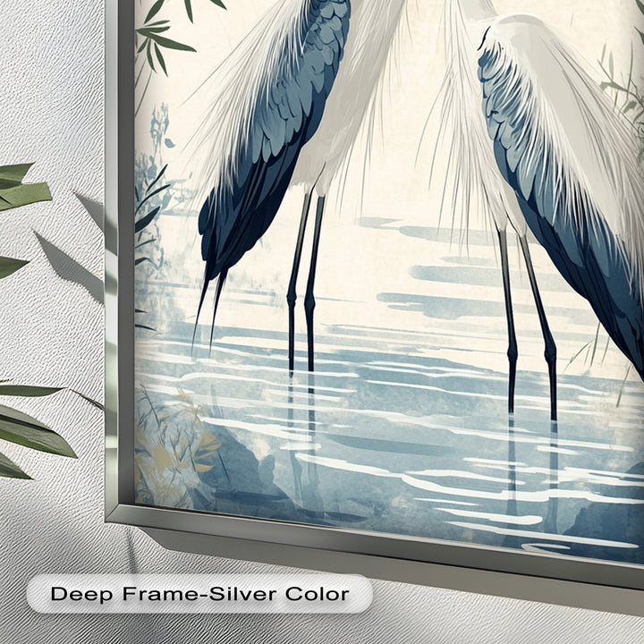 Twin Herons in Harmony – Bird Oil Painting