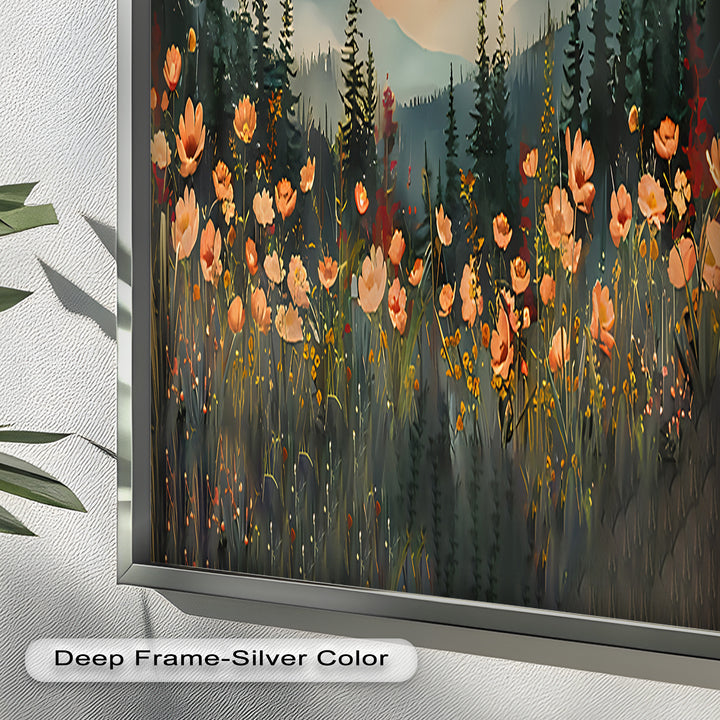 Sunset Floral Forest - Landscape Framed Oil Painting