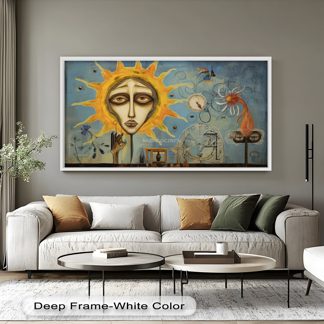 Solar Mindscape – Surreales Sonnengesicht-Ölgemälde von Picasso