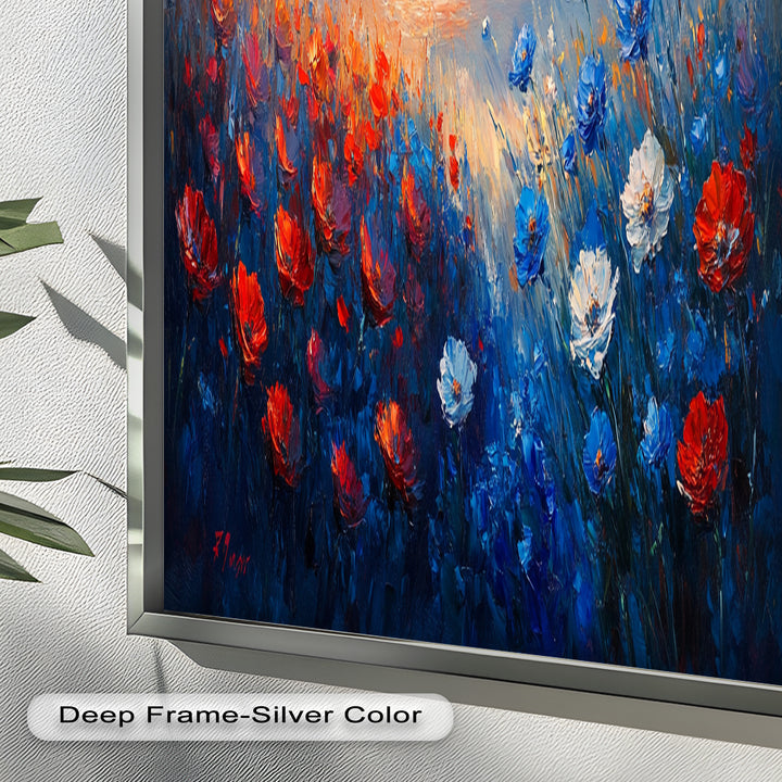 Wildflower Sunset Symphony – Colorful Horizon Flower Oil Painting